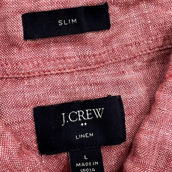 J Crew Shirt Men’s Large Red 100% Linen Slim Fit Long Sleeve Designer - Picture 7 of 11